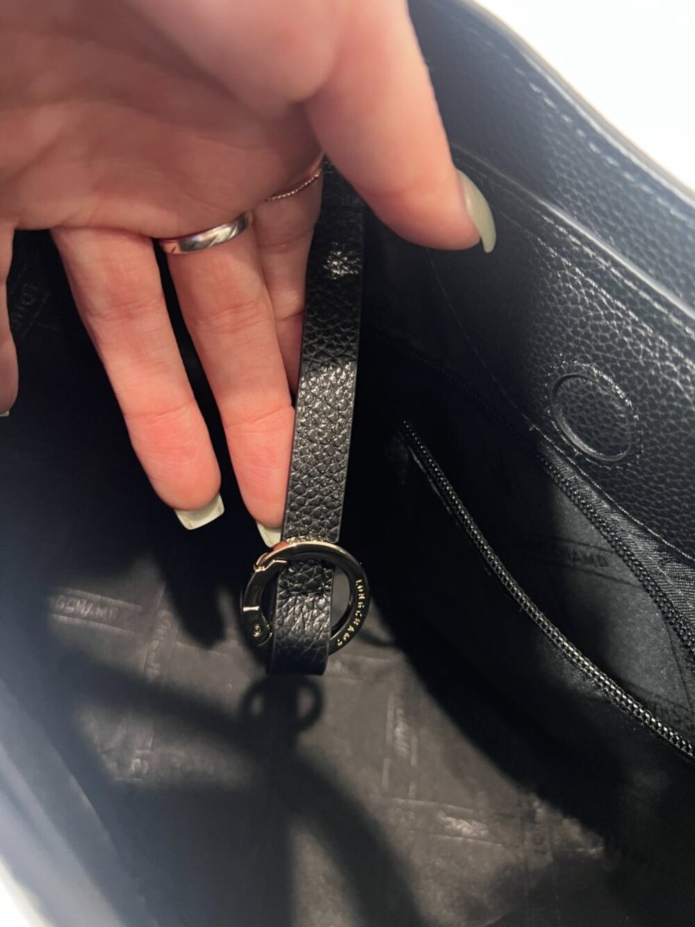 $780 Longchamp Black Leather S Le Foulonnes Double Top Handle Handbag - Picture 11 of 13